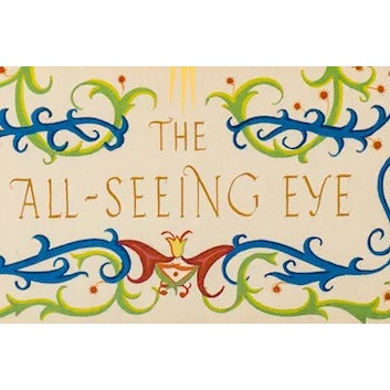 Fabulous watercolour & gouache "The All-Seeing Eye' featuring colourful swirling cartouches surrounding a triangular eye...