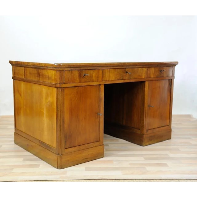 1940s Vintage Blond Walnut Desk For Sale - Image 5 of 16