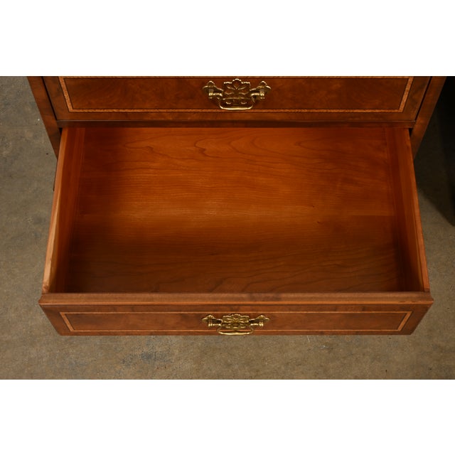 Wood E. J. Victor Georgian Mahogany Three-Drawer Nightstands or Bachelor Chests, Newly Refinished For Sale - Image 7 of 12