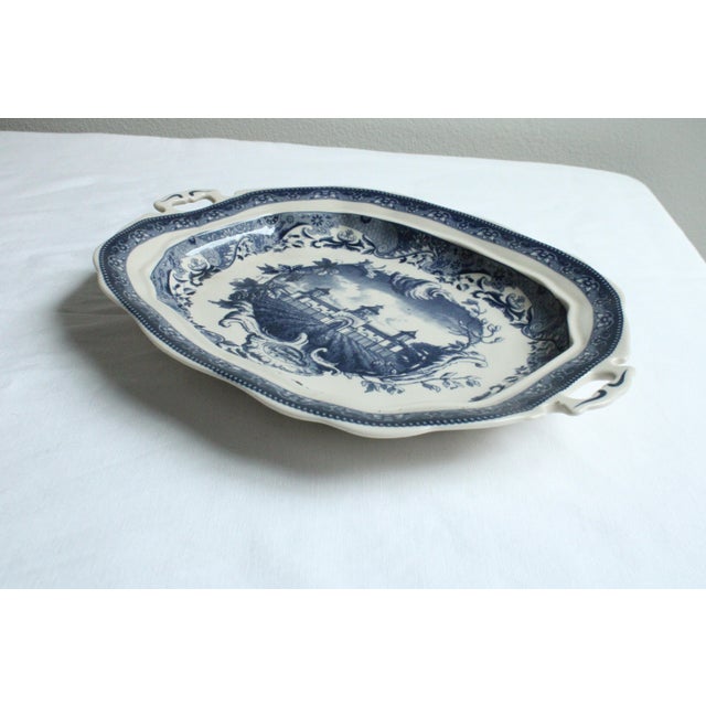 Late 20th Century Victora Ware Flow Blue Style Ironstone Vegetable Dish For Sale - Image 5 of 7