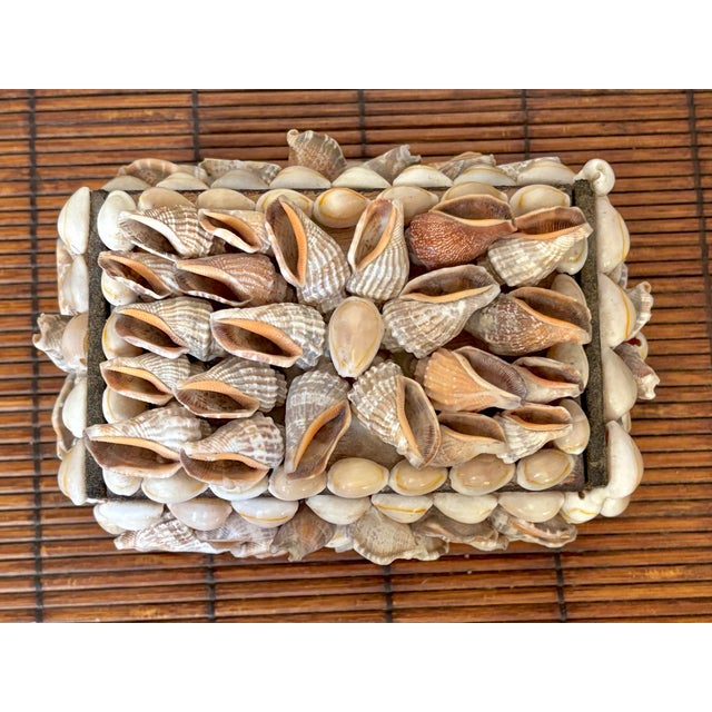 Nautical 1970s Folk Art Shell Encrusted Lidded Box For Sale - Image 3 of 8