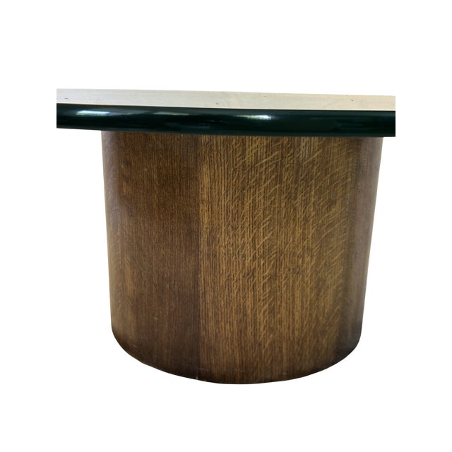 Vintage Henredon Mid-Century Modern Drum Coffee Table | Sculptural Walnut & Oak Pedestal | Starburst Parquetry | Harvey Probber Style For Sale - Image 6 of 8