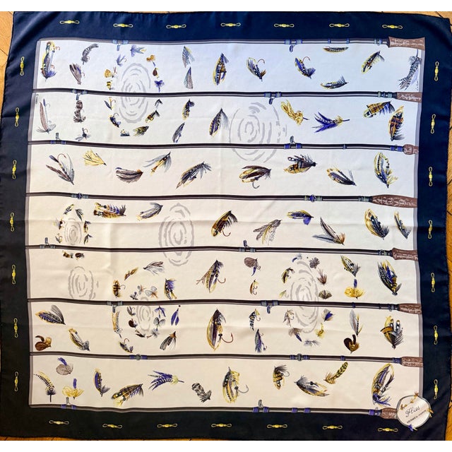Hermès Flies 1988 Silk Scarf Designed by Latham Caty For Sale - Image 9 of 11