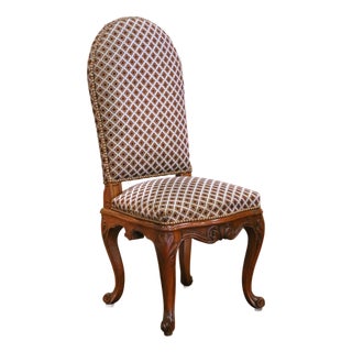 Mid-Century French Louis XV Walnut Desk Chair With Upholstered Seat For Sale