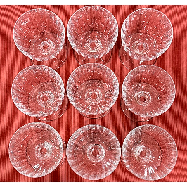Glass Vintage Crystal Fluted Wine Goblets - Set of 9 For Sale - Image 7 of 18