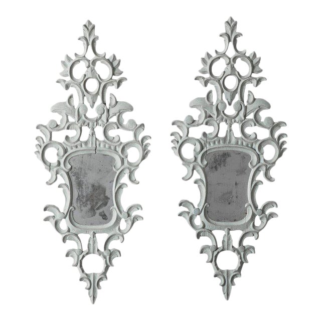19th Century Italian Painted Venetian Mirror Appliqués - a Pair For Sale