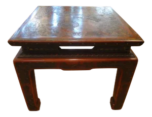Asian Modern John Widdicomb Square Lacquered Table With Incised Decoration