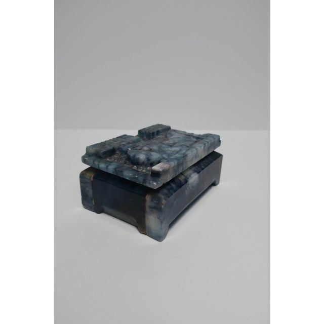 Blue and White Marble Egyptian Revival Box, circa 1970s For Sale - Image 4 of 13