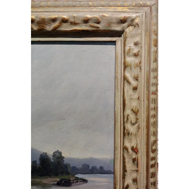 Paint Alexis Fournier -Chateau Gaillard in Normandy Cloudy Sky-19th Century Tonalist Oil Painting For Sale - Image 7 of 11