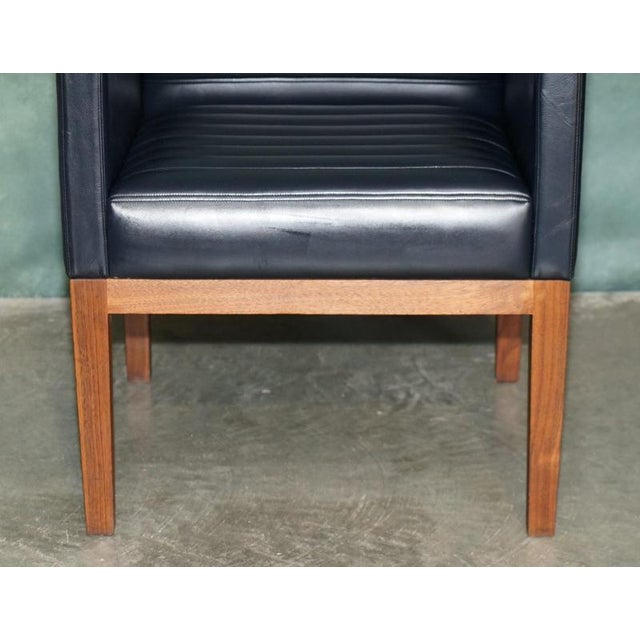 Dice Armchairs in Walnut and Black Leather by David Linley for Viscount, Set of 2 For Sale - Image 4 of 18