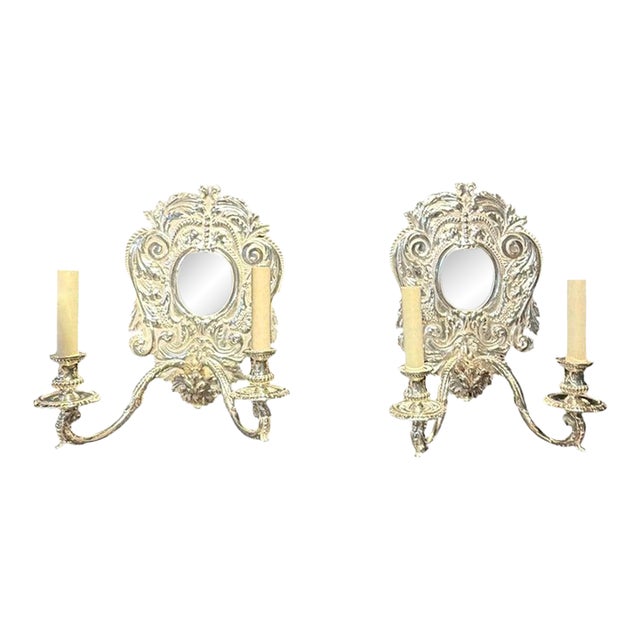 1900 Baroque Caldwell Silver Plated Sconces - Pair For Sale