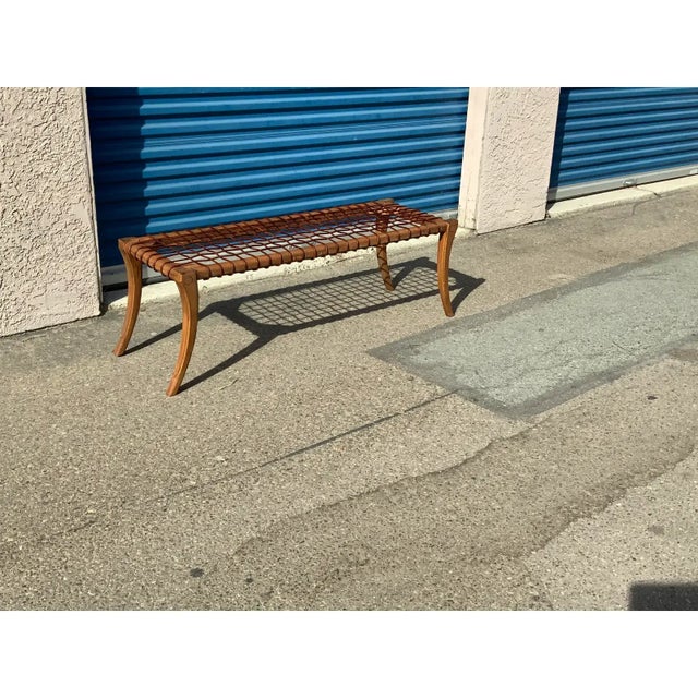 Modern mid-century style bench. The bench is made of alder and is 54’’ long 18’’ tall and wide. The bench is made with...