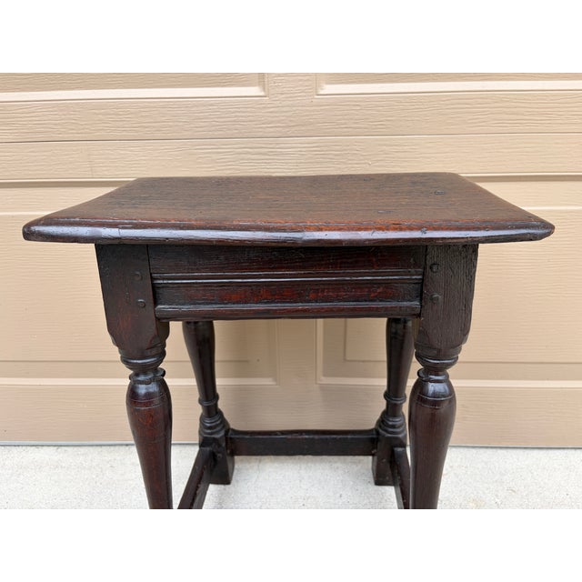 Late 17th Century English Oak Joint Stool With Turned Legs For Sale - Image 9 of 13