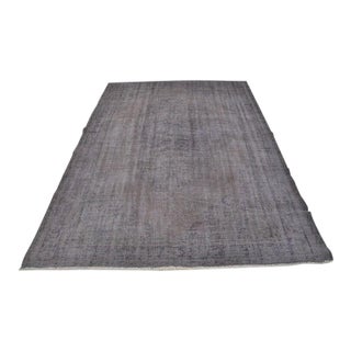 Vintage Distressed Turkish Oushak Rug in Muted Charcoal Gray & Taupe For Sale