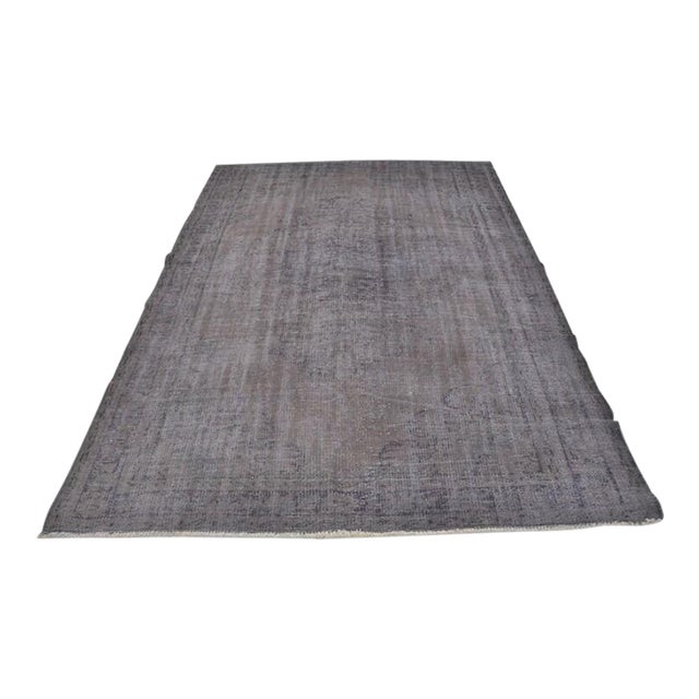 Vintage Distressed Turkish Oushak Rug in Muted Charcoal Gray & Taupe For Sale