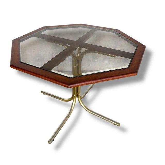 Mid-Century Modern Italian Dining Table in Smoked Glass and Teak For Sale - Image 6 of 7
