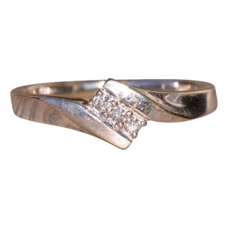 The Blossom Valley: White Gold Bypass Ring with Diamonds For Sale