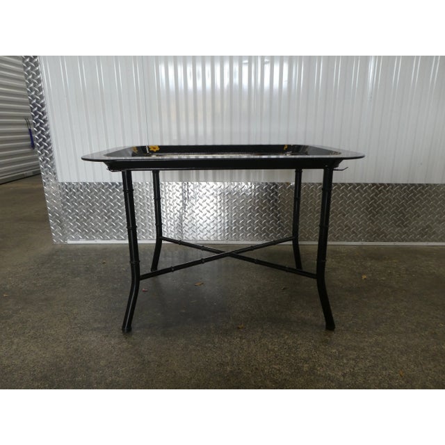 1970s Italian Painted Tole Tray Table With Faux Bamboo Legs For Sale - Image 4 of 13