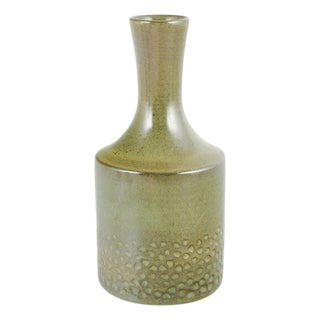 Green Glazed Ceramic Vase with Relief Decoration by Hyonsun Rhee for Upsala Ekeby, 1960s For Sale