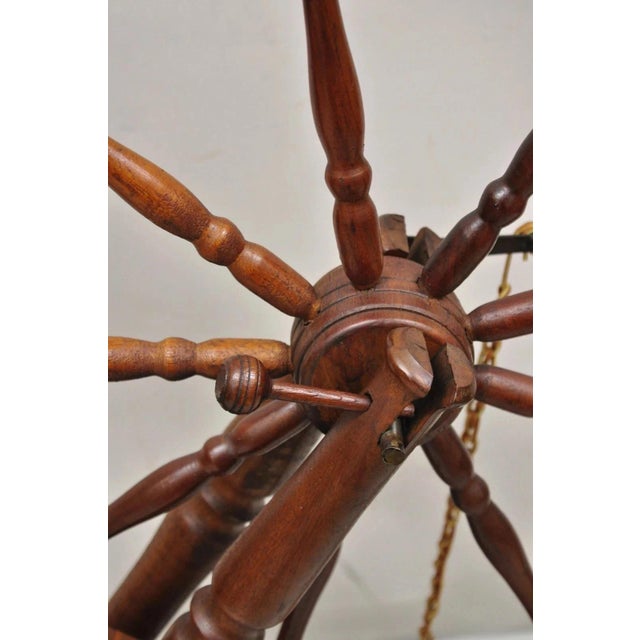 Early 20th Century Antique Canadian Country Primitive Pine Wood Colonial Wooden Spinning Wheel For Sale - Image 5 of 12