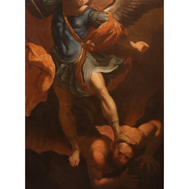 Follower of Guido Reni, Archangel Michael, 1700, Oil on Canvas For Sale - Image 8 of 16