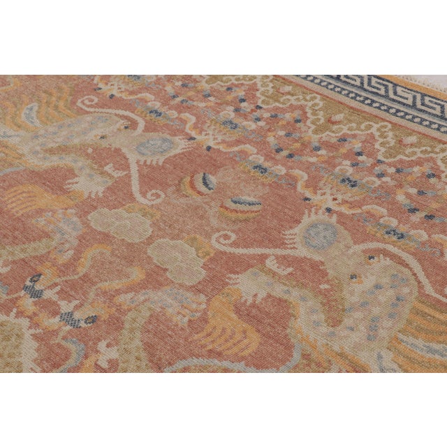 2010s Rug & Kilim’s Distressed Dragon Rug, Rust and Gold With Dramatic Pictorials For Sale - Image 5 of 8