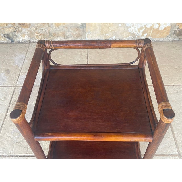 Mid-Century Modern Vintage Bamboo and Rattan Three-Tier Bookcase, 1960s For Sale - Image 3 of 18
