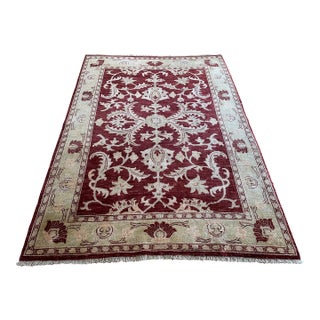 Oushak Design Hand‑Knotted Wool Rug – 6′ × 8′ For Sale
