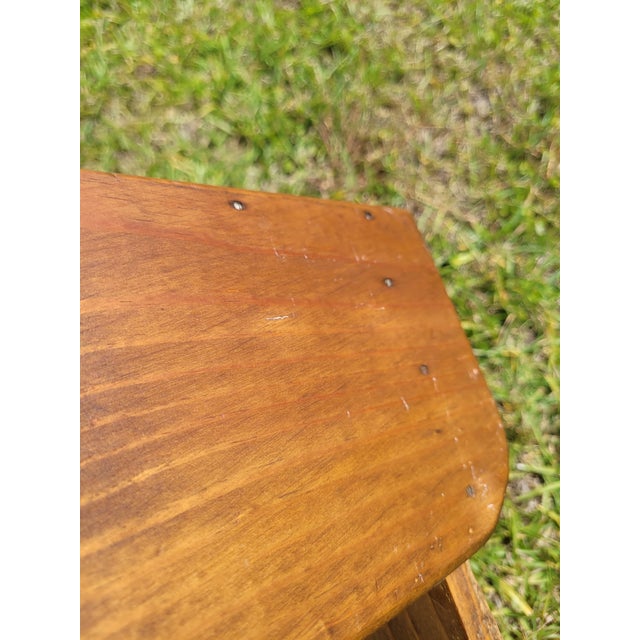 Rustic Pine Step Stool With Heart Cut-Outs and Etched Mallard Scene For Sale - Image 11 of 12