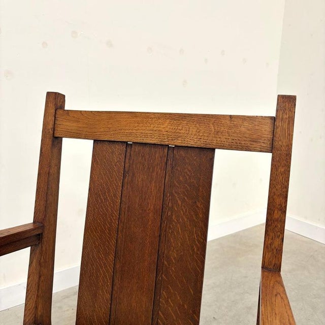 Dutch Hague School Art Deco Oak Armchair, 1920s For Sale - Image 12 of 16