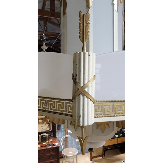 Metal Art Deco Movie Theater Chandelier 1930's For Sale - Image 7 of 12