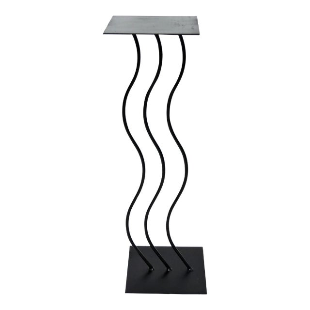 1990s Post Modern Memphis Style Wavy Steel Plant or Speaker Stand For Sale