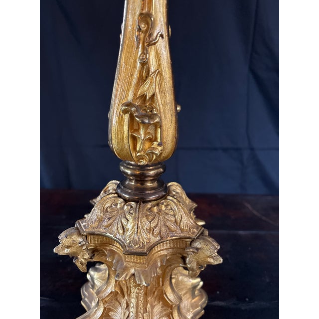 Metal Mid 19th Century Pair of Rococo Ormolu Bronze Six Light Candlebra For Sale - Image 7 of 11