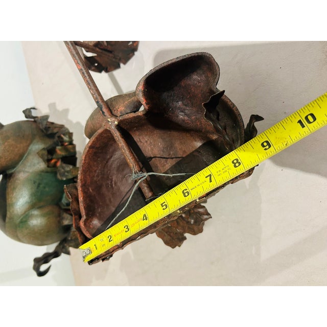 Brown Pair of Vintage Cast Iron Rabbit Candlestick Sconces Large 25" Long For Sale - Image 8 of 14