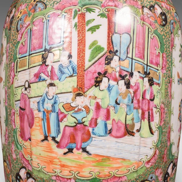 Ceramic Tall Antique Famille Rose Vase, Chinese, Ceramic, Qing, Centrepiece, Victorian For Sale - Image 7 of 12