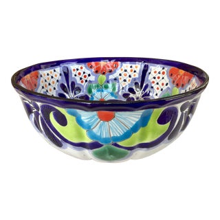 Vintage Talavera Hand Painted Bowl Made in Mexico For Sale