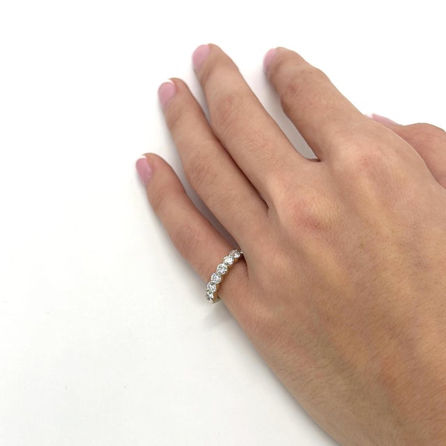 Metal 18k Yellow Gold Band With Eight Bezel Set Diamonds - Size 4 For Sale - Image 7 of 7