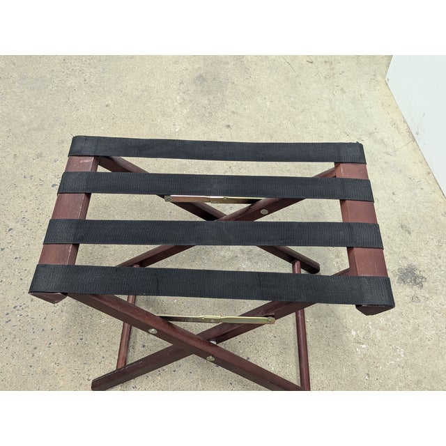 Late 20th Century Folding Wooden Luggage Rack With Black Straps For Sale In Washington DC - Image 6 of 6