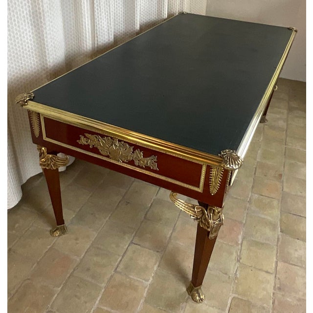 Large French Bureau Plat / Bureau de Ministre in Mahogany with Gilt Bronze Mounts, Empire / Napoleon III A fine large...
