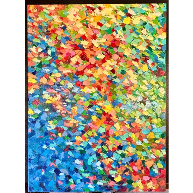 Wood Large Colorful Abstract Painting on Canvas – Textured Palette Knife Contemporary Art – Framed 36 X 48 For Sale - Image 7 of 9