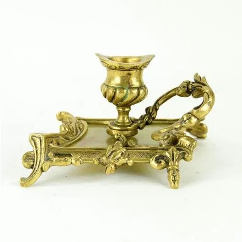 Metal Late 19th Century Art Nouveau Candlestick Holder For Sale - Image 7 of 9
