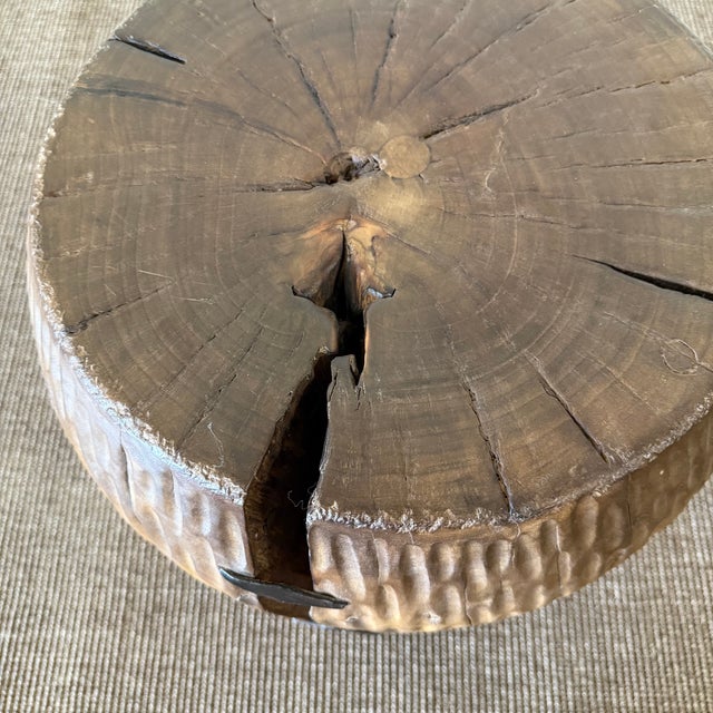 Beige Reclaimed Walnut Side Table or Stump 18" For Sale - Image 8 of 8