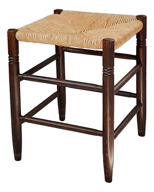 Wooden Stool with Rush Seat, 1960s