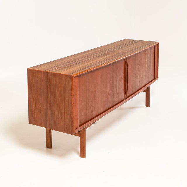 Mid-Century Modern Bernard Pedersen & Son Tambour Door Credenza in Teak For Sale - Image 3 of 10