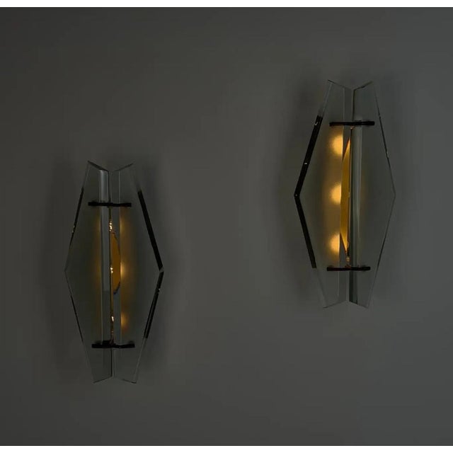 Brass Rare Pair of Model 1937 Wall Lights by Max Ingrand for Fontana Arte, Italy, 1958 For Sale - Image 8 of 10