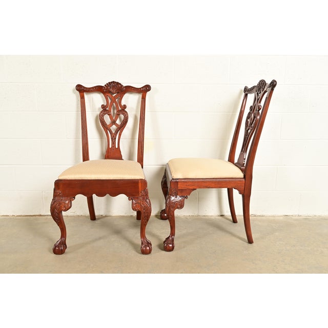 Baker Furniture Chippendale Carved Mahogany Dining Chairs, Set of Four For Sale - Image 10 of 13