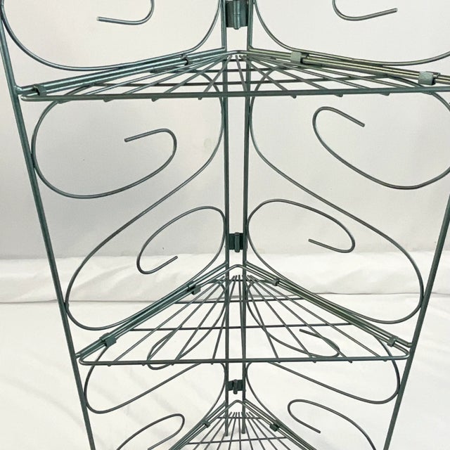 Metal Mid-Century Modern Atomic Metal Art Nouveau Corner Plant Stand, Newly Painted For Sale - Image 7 of 12