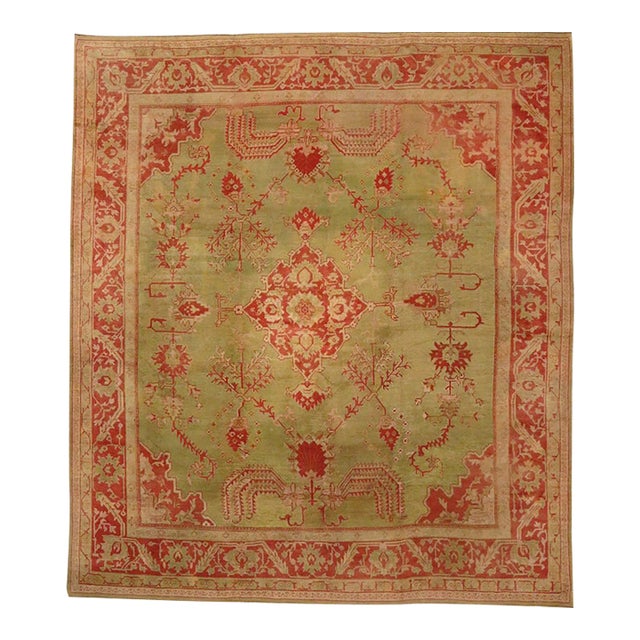 Late 19th Century Turkish Oushak Rug, 14'02 X 15'07 For Sale