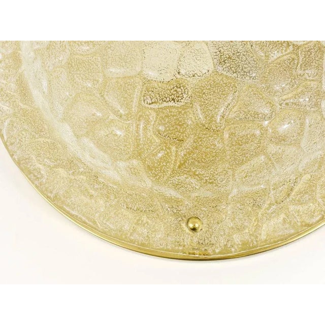 Large Textured Bubble Glass and Brass Flush Mount, Germany, 1970s For Sale - Image 9 of 11