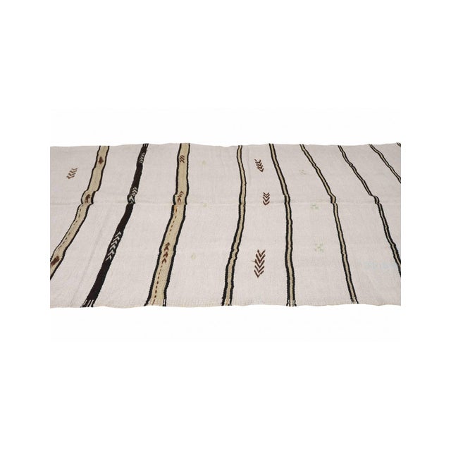 Modern Striped Vintage Turkish Hemp Kilim Rug - 5`1″ X 8`7″ For Sale - Image 3 of 6
